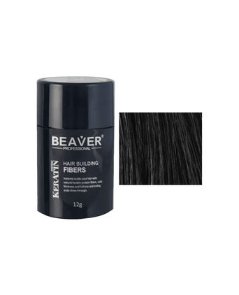 Beaver keratin hair building fibers - Black (12 gr) - Hair Growth Specialist