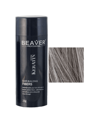 Beaver keratin hair building fibers - Grey (28 gr) - Hair Growth Specialist